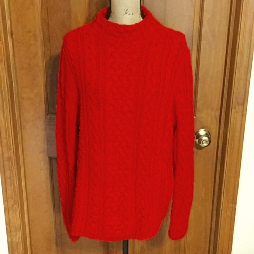 Lands End Aran style cable sweater
